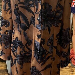 Vintage Elegant Brown Floral Women's Blouse